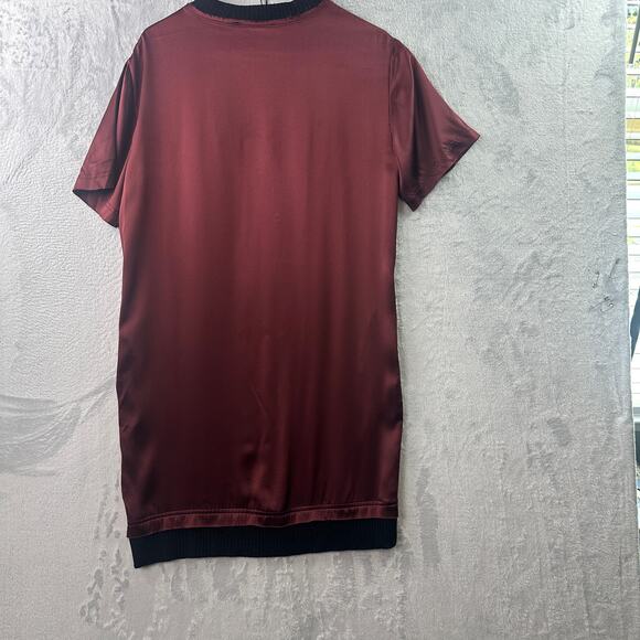 Public School NYC Burgundy Silk Dress w/ Black Trim – Size M - Picture 4 of 6